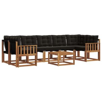 vidaXL Conjunto De Sof&aacute;s De Exterior Con Coj&iacute;n 8 Pcs Natural Y Negro Vidaxl