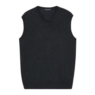 Brooks Brothers Merino Wol Trui Vest - Heren - Truien - Grijs - Maat: 3XL Wol