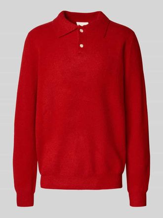 Forét Regular Fit Poloshirt aus Woll-Mix mit Knopfleiste in Rot, Größe XXL