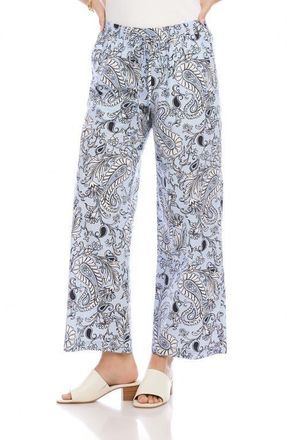 Karen Kane Crop Cotton Poplin Drawstring Pants in Paisley at Nordstrom, Size X-Small