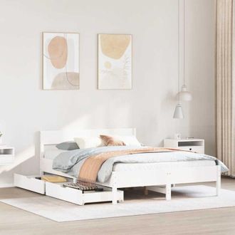 vidaXL Vidaxl - Estructura De Cama Sin Colch&oacute;n Madera De Pino Blanca 140x200 Cm