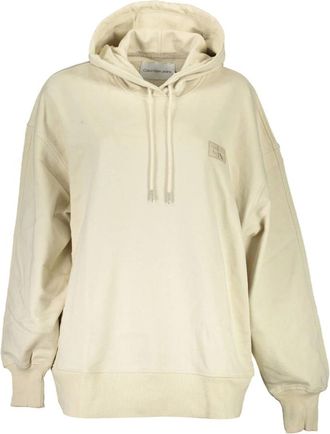 Calvin Klein Hoodies & sweatvesten, Dames, Beige, L, Katoen, Beige hoodie met lange mouwen