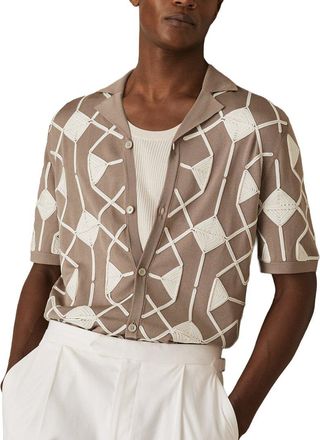 Reiss Terrazzo Cuban Button Front Top