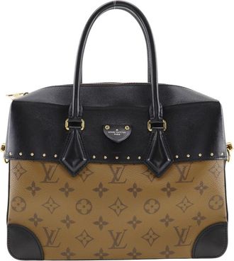 Louis Vuitton City Malle Handbag Reverse Monogram Canvas And Leather Brown Canvas Handbag (Pre-Owned)