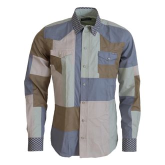 Dolce & Gabbana Multicolor Slim Fit Casual Overhemd - Heren - Casual Overhemden - Veelkleurig - XS - Katoen - Overhemden