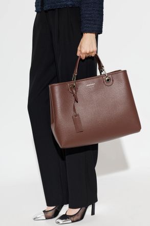Emporio Armani Bag With Printed Logo, Womens, Brown