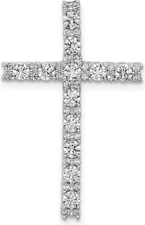 Diamond2Deal 14k White Gold 3/4ct. Diamond Latin Cross Chain Slide Pendant