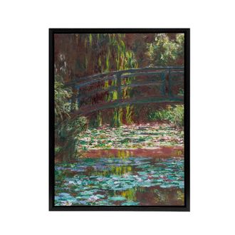 Artery8 Water Lily Pond with Bridge Claude Monet Framed Canvas Wall Art | Size: W24 x H32