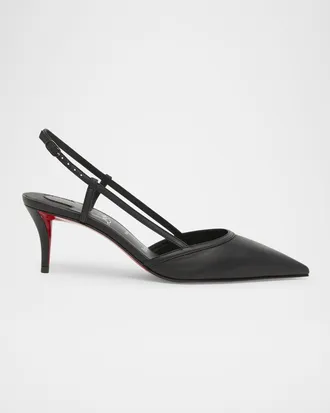 Christian Louboutin 60mm Miss Z Leather Slingback Pumps