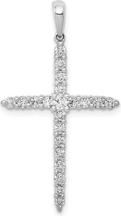 Diamond2Deal 14K White Gold Lab Grown Diamond Cross Pendant (0.5ct, VS, G-H)