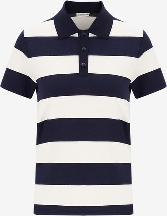 Moncler Gestreiftes Kurzarm-Polohemd aus dickem Jersey