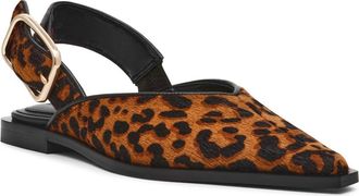 Steve Madden Shay Genuine Calf Hair Pointed Toe Slingback Flat in Leopard at Nordstrom, Size 5.5