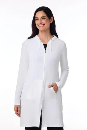 Coolibar Womens Cabana Long Zip-Up Hoodie, UPF 50+ Sun Protection in White at Nordstrom, Size Xx-Large