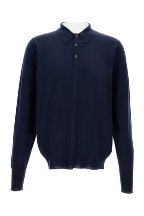 John Smedley Long-Sleeved Polo Shirt In Extra-Fine Merino Wool