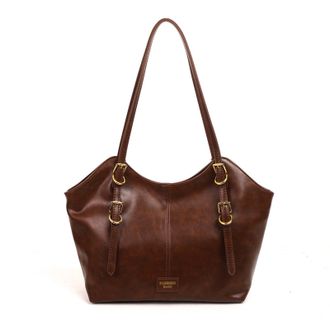 Generic 2025 Fashion Retro Large Capacity Tote Shoulder Bag for Women Elegant Designer Work Purse Lightweight Underarm Satchel (Brown, One Size)