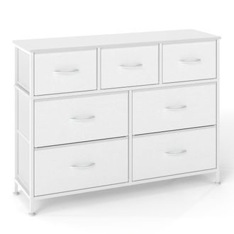 Songmics C&oacute;moda con 7 cajones de tela de color blanco