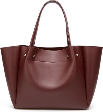 Generic Largecapacity Pleated Tote Bag Shopping Portable Handbag Advanced Pu Leather One-Shoulder(Coffee)