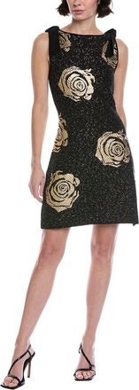 Oscar De La Renta Foil Rose Knit Shift Dress