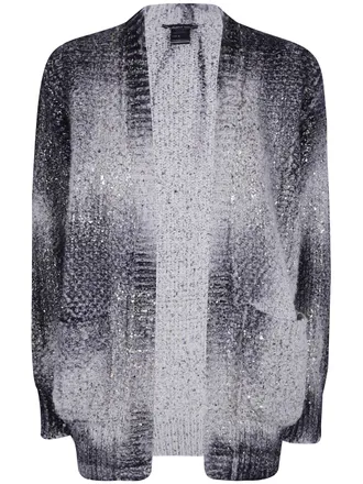 Avant Toi Sweater V Neck Laminated Scratched Effect Moss Stitch
