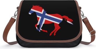 Generic Norway Flag Horse Crossbody Bags for Women Fashion Leather Shoulder Handbags With Adjustable Strap