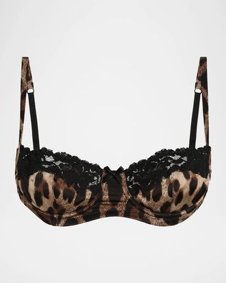Dolce & Gabbana Leopard-Print Lace & Satin Balconette Bra