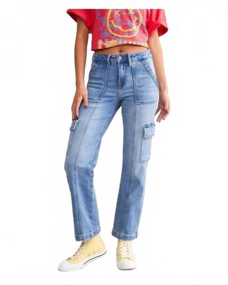 Hidden Jeans Tracey Cargo Straight Stretch Jean In Blue