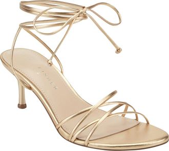 Marc Fisher Gineva Ankle Wrap Kitten Heel Sandal in Gold at Nordstrom, Size 5.5