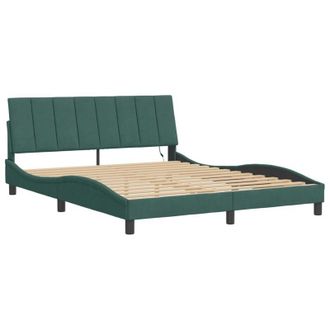 vidaXL Giroletto con Luci led Verde Scuro 160x200 cm in Velluto - Vidaxl