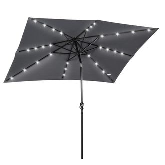 OUTSUNNY Sombrilla de jard&iacute;n 268x205x248 cm gris oscuro