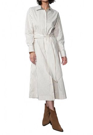 Greylin Cosette Open Back Shirt Dress In Beige/green