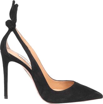 Aquazzura Bow Tie Pump 85 In Camoscio Colore Nero