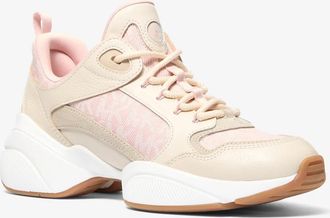 Michael Kors Bowie Signature Logo and Leather Trainer