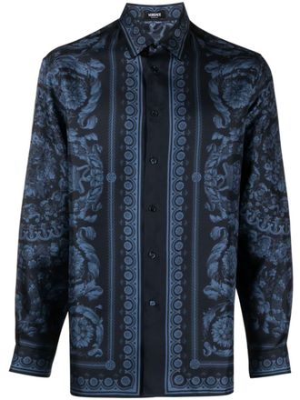 Versace Camicia Barroco con stampa - Blu