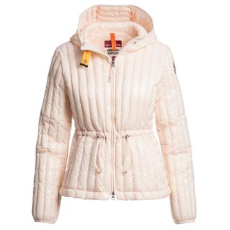 Parajumpers Womens Kun Blush White Hooded Down Jacket - Pink Nylon - Size Small