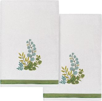 Linum Home Textiles 100% Turkish Cotton Botanica 2Pc Embellished Bath Towel Set