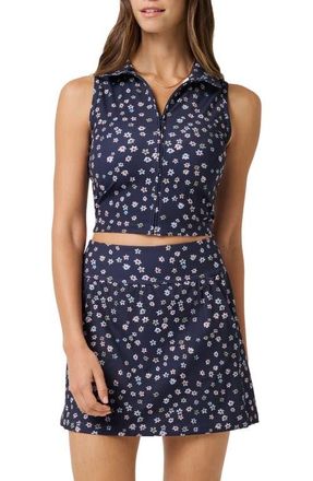Travis Mathew Moveknit Zip Crop Top in Navy Blazer Multi at Nordstrom, Size Xx-Large