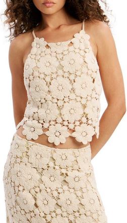 Bardot Veneta Floral Lace Crop Top in Lite Beige at Nordstrom, Size X-Small