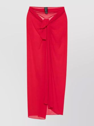Fisico tulle midi sarong skirt draped knot