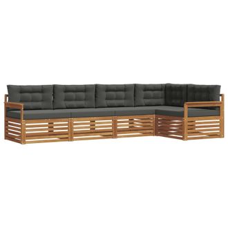 vidaXL Conjunto De Sof&aacute;s De Exterior 5 Pcs Natural Y Antracita Vidaxl