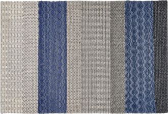 Beliani Beliani - Alfombra De Lana Poli&eacute;ster Gris Azul 140 X 200 Cm Pelo Corto A Rayas Sala De Estar Dormitorio Akkaya