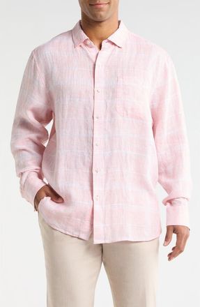 Tommy Bahama Paradiso Plaid Button-Up Shirt in Passion Peach at Nordstrom, Size Xxx-Large