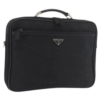 Prada Pre-owned Handbags, female, Black, Size: ONE SIZE Pre-owned Nylon Briefcase