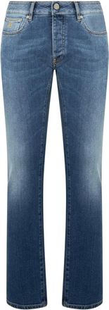 Moorer Heren, Jeans, Blauw, Maat: W33 Katoen