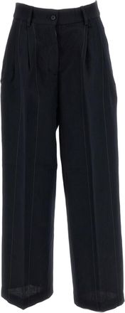 Bergfabel Multicolor Rebby Pinstripe Wool-Linen Wide-Leg Pants