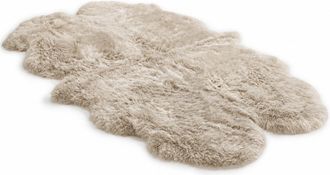 Infinity Leather Genuine Sheepskin Cream Quad Natural Fluffy Silky Soft Real Wool Rug
