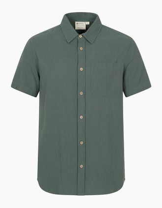 Mountain Warehouse Mens Mountain Warehouse Mens Palm Textured Short-Sleeved Shirt - Green - Size: Regular/34