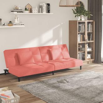 vidaXL Sof&aacute; Cama De 2 Plazas Con Dos Almohadas Terciopelo Rosa Vidaxl
