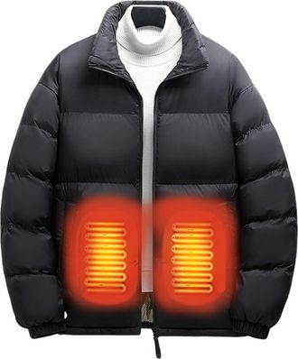 Generic Heated Jackets for Men Heated Down Jacket USB Electric Body Warmer Heating Coat with 6 Heated Zones Casual Thick Warm Coat Outdoor Camping Hiking Golf