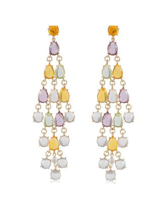 Liv Oliver 18K Plated 35.00 Ct. Tw. Multi Gemstones Earrings