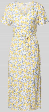 Pieces A-Linien Midikleid aus reiner Viskose Modell BARRI in Hellgelb Melange, Gr&ouml;&szlig;e XS
